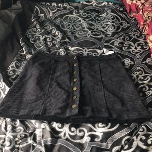 Black corduroy button up skirt